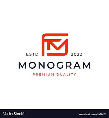 monogram initial letter fm mf logo design