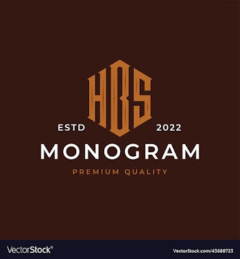 monogram initial letter hbs logo design