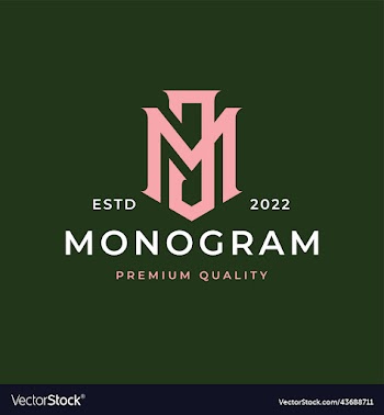monogram initial letter jm mj logo design