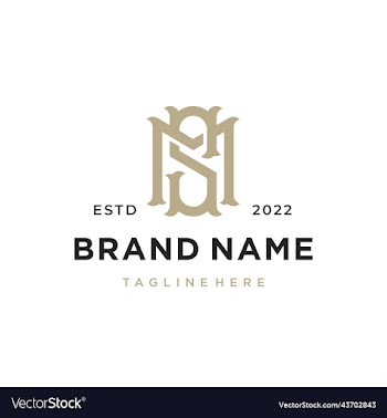 monogram initial letter ms sm logo design