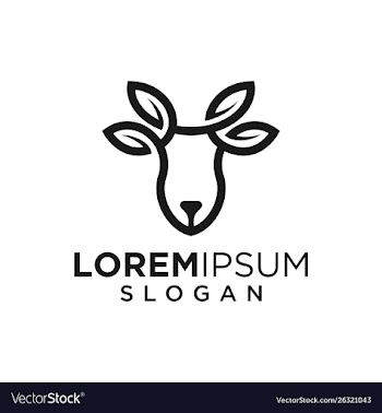 Monoline lineart outline deer leaf icon logo vector image