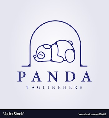 monoline sleeping panda logo icon