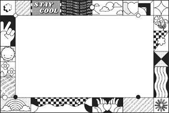 Monotone cartoon pattern frame, white | Free Photo - rawpixel