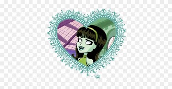 Monster High Valentines In Spider Web Hearts - Heart Frame Black And White Png