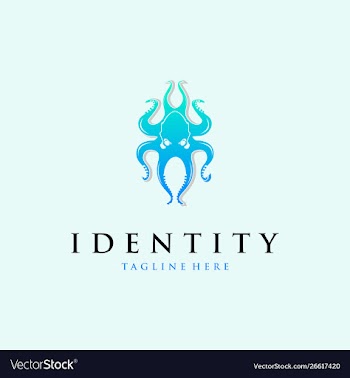 Monster octopus aquatic logo design vector image