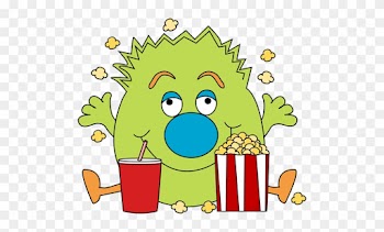 Monster With Popcorn - Halloween Popcorn Clipart