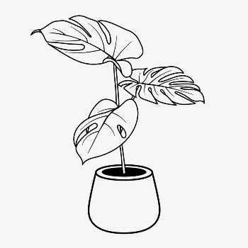 Monstera doodle clipart, cute black | Free PSD Illustration - rawpixel