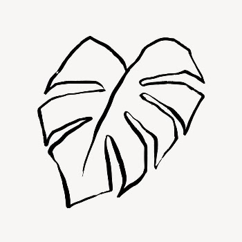 Monstera leaf line art, Chinese | Free Photo - rawpixel