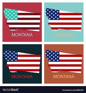 Montana state of america with map flag print on vector image