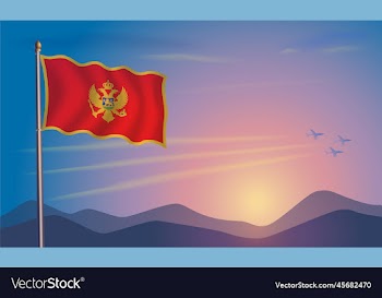 montenegro flag in the morning sun