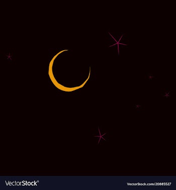 Month and stars on background from cartoon vector image