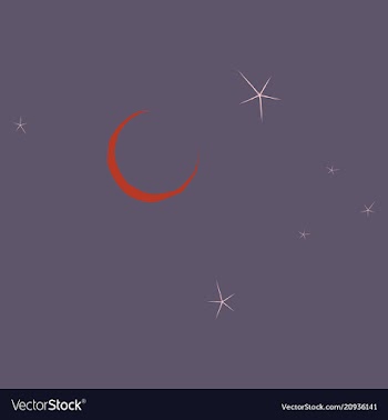 Month and stars on background from cartoon vector image
