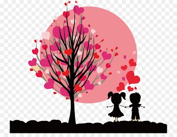 Month February Love Happiness - Tree of hearts and love for children 