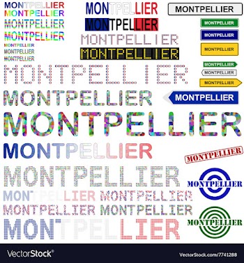 Montpellier text design set vector image