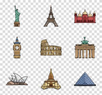 Monuments of the World 100 free icons (SVG, EPS, PSD, PNG files)