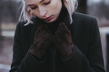 Moody outdoor female portrait closeup