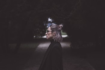 Moody outdoor female profile portrait