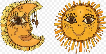 Moon Cartoon Illustration - Yellow sun 