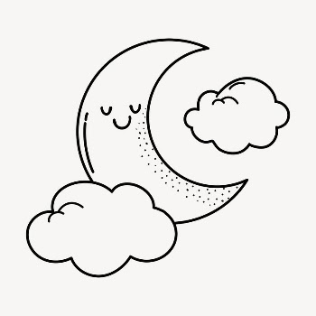 Moon doodle clipart, cute black | Free PSD Illustration - rawpixel