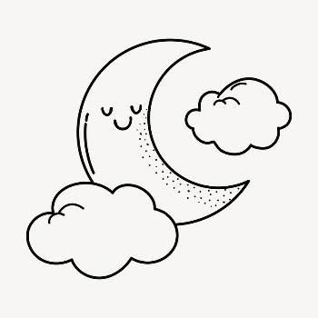 Moon doodle collage element, cute | Free Vector Illustration - rawpixel