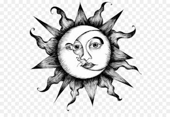 Moon Drawing Henna Illustration - Abstract creative sun and the moon 