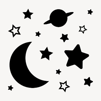 Moon, galaxy clipart, black stars | Free Vector - rawpixel