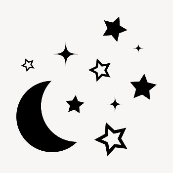 Moon, galaxy clipart, black stars | Free Vector - rawpixel