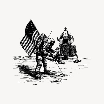 Moon landing clipart, vintage illustration | Free Vector Illustration - rawpixel