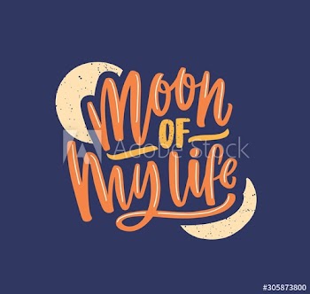 Moon of my life handwritten color lettering