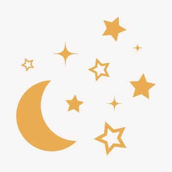 Moon, space clipart, yellow stars | Free Vector - rawpixel