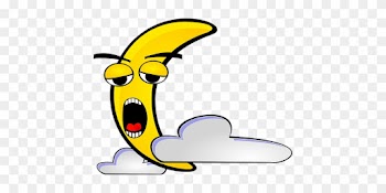 Moon Tired Sleeping Yellow Clouds Night Mo - Half Moon Cartoon Png