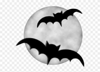 Moon With Bats Halloween Clipart - Halloween Moon Clipart