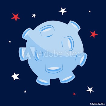 Moon with craters in the dark space