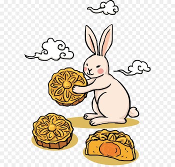 Mooncake Mid-Autumn Festival Chinese New Year - Vector cartoon rabbit moon cake 