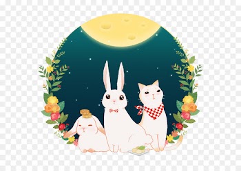 Mooncake Mid-Autumn Festival Moon rabbit Change Illustration - Bunny kitten 