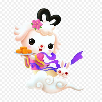 Mooncake Moon rabbit Mid-Autumn Festival - Cartoon rabbit clouds 