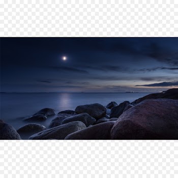 Moonlight Sea Night sky Rock - light 