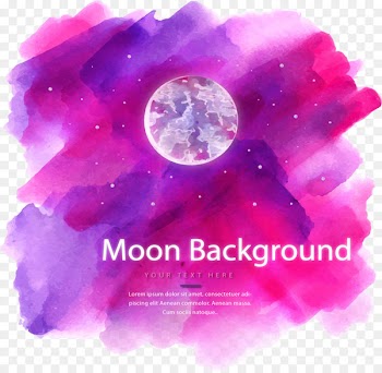 Moonlight Watercolor painting - Dream Purple Moonlight 
