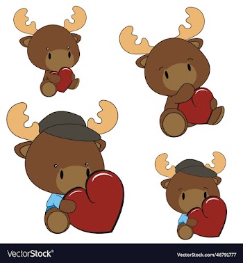 moose baby cartoon valentine heart pack