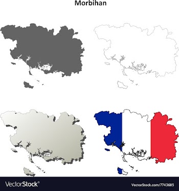 Morbihan Brittany outline map set vector image