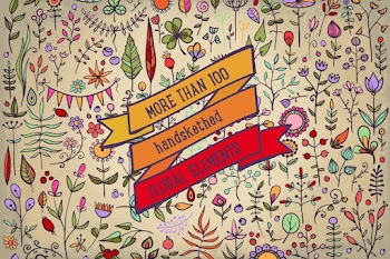 More than 100 Handsketched Floral Elements