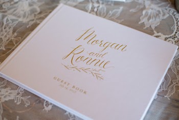 Morgan and Ronnie Guest Book on White Mesh Textile