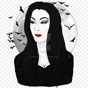 Morticia Addams, Black Hair, Addams Family, Lip PNG
