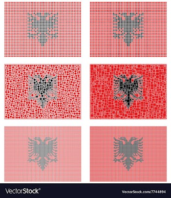 Mosaic Albania flag set vector image