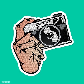 Mosaic analog camera sticker overlay on a green background design reso.. | Free  illustration - 2357117