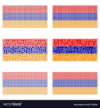Mosaic Armenia flag set vector image