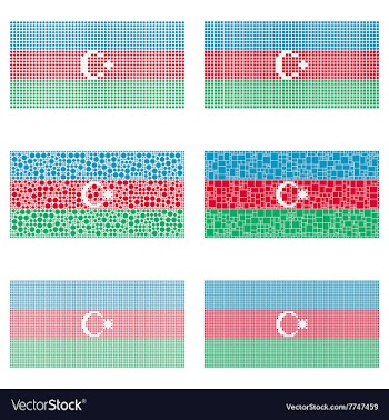 Mosaic Azerbaijan flag set vector image