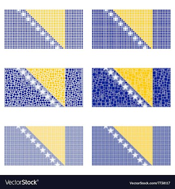 Mosaic Bosnia and Herzegovina flag set vector image
