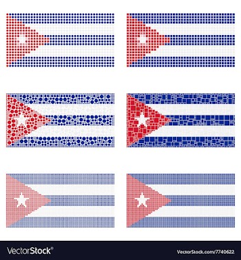 Mosaic Cuba flag set vector image