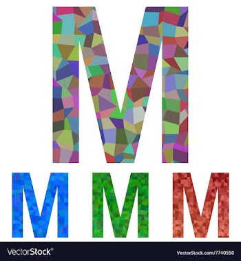 Mosaic font design - letter M vector image